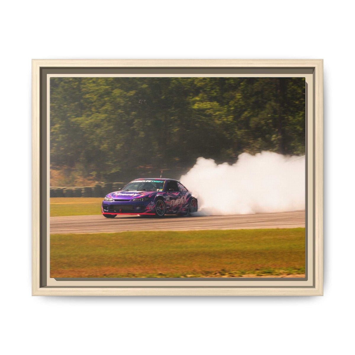Purple Drift Car Framed Canvas Print
