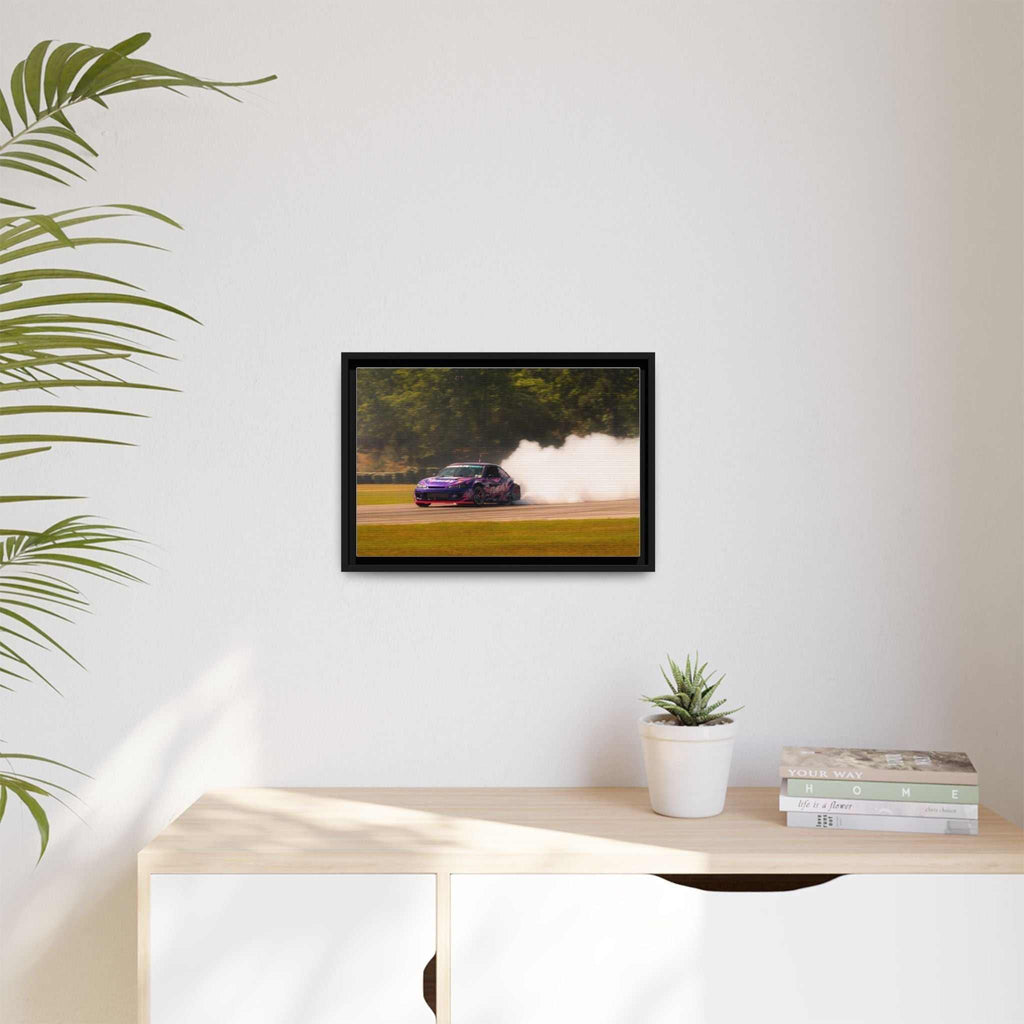 Purple Drift Car Framed Canvas Print