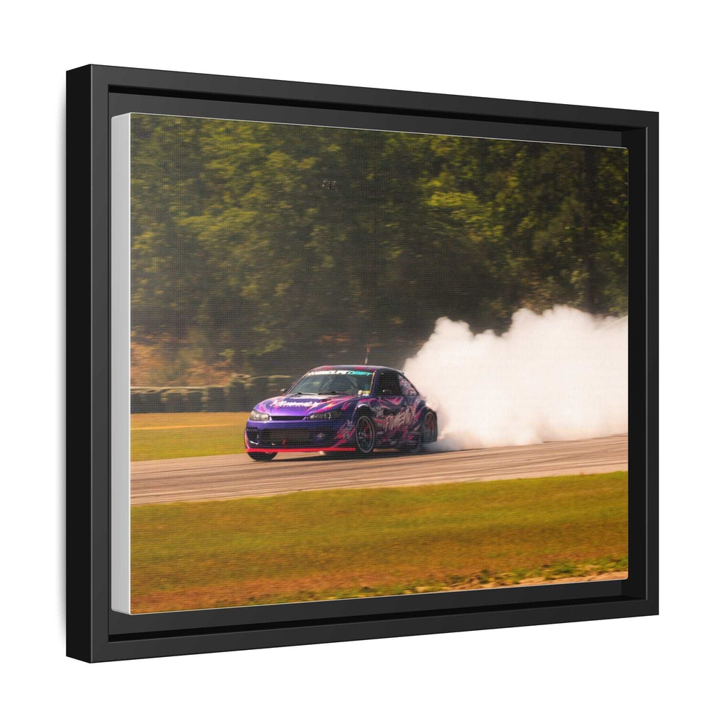 Purple Drift Car Framed Canvas Print