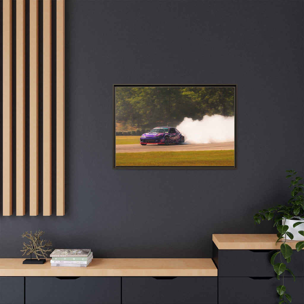 Purple Drift Car Framed Canvas Print