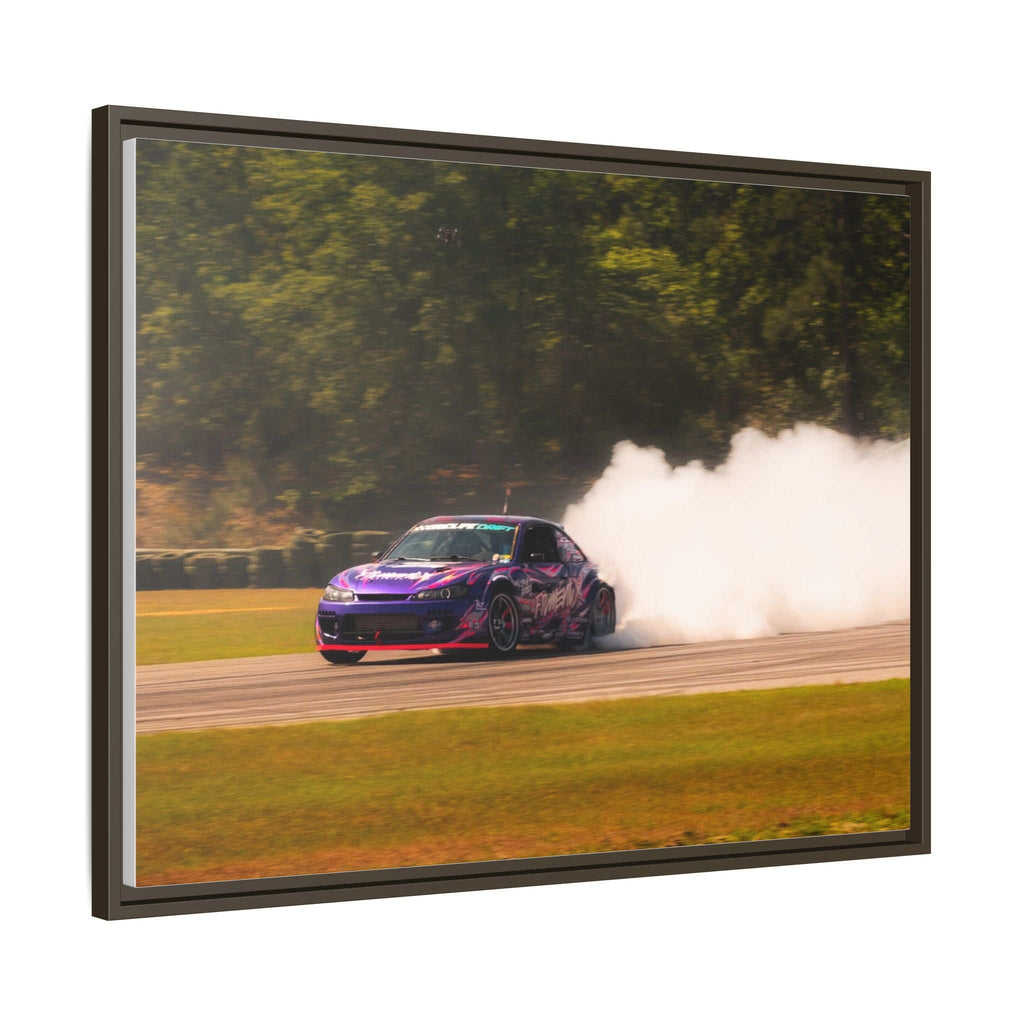 Purple Drift Car Framed Canvas Print