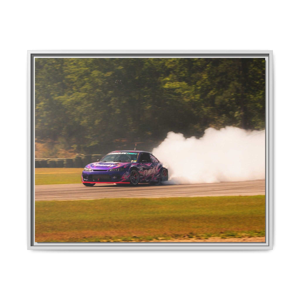 Purple Drift Car Framed Canvas Print