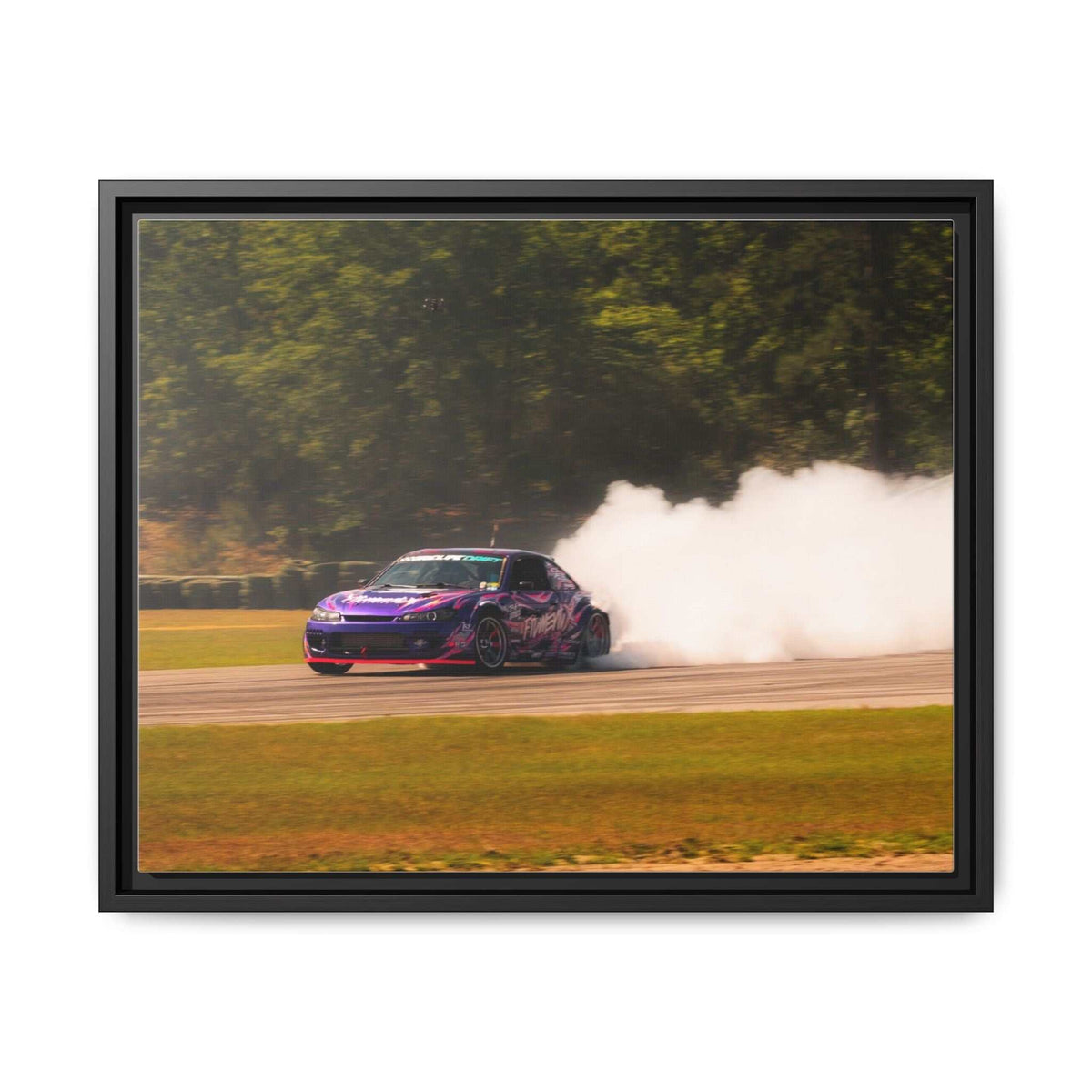 Purple Drift Car Framed Canvas Print