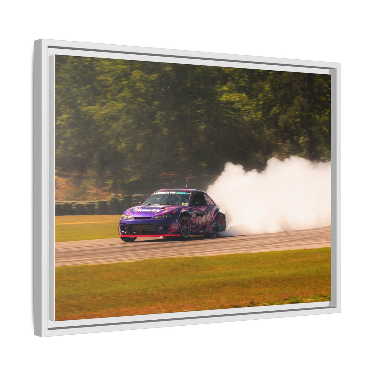 Purple Drift Car Framed Canvas Print