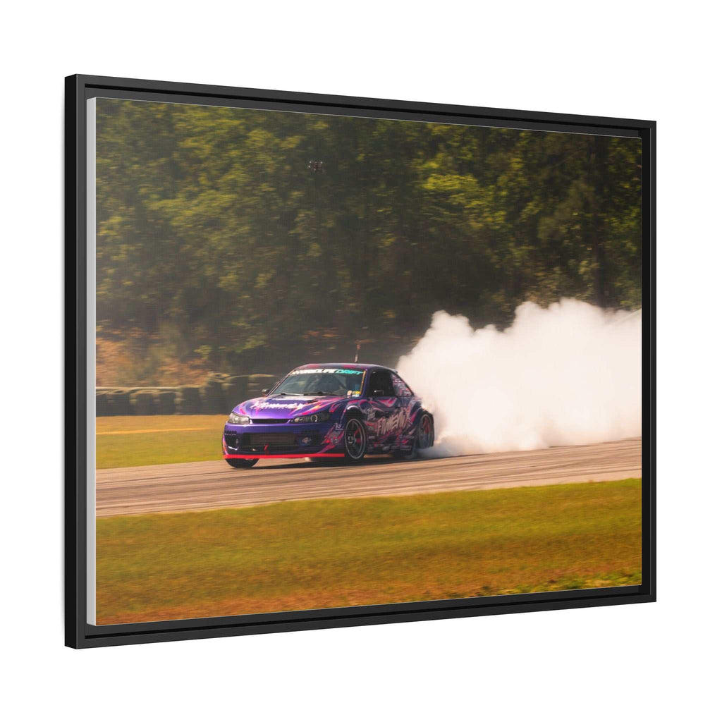 Purple Drift Car Framed Canvas Print