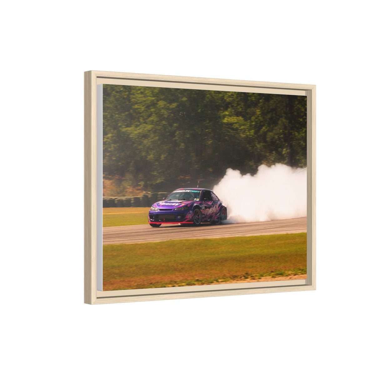 Purple Drift Car Framed Canvas Print