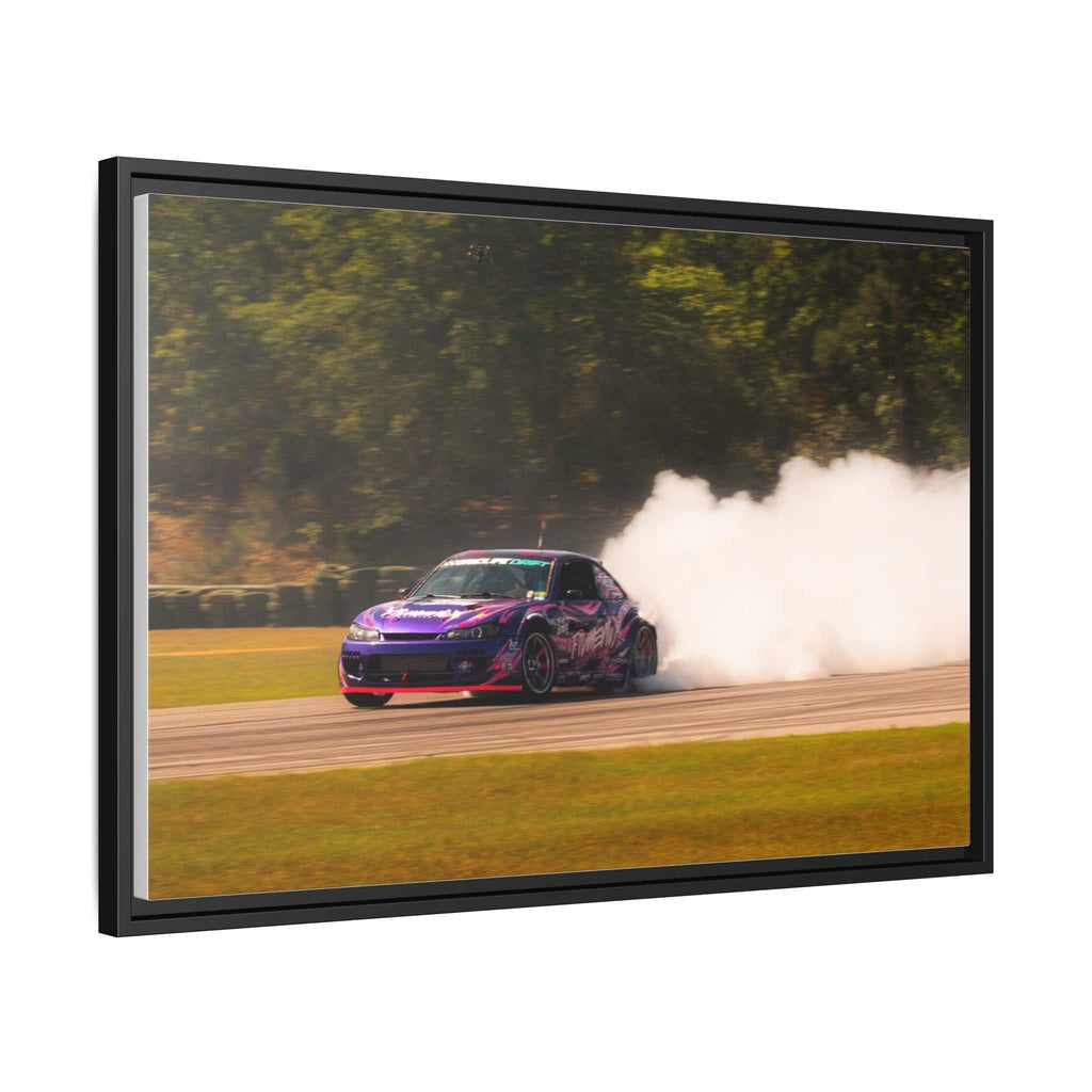 Purple Drift Car Framed Canvas Print