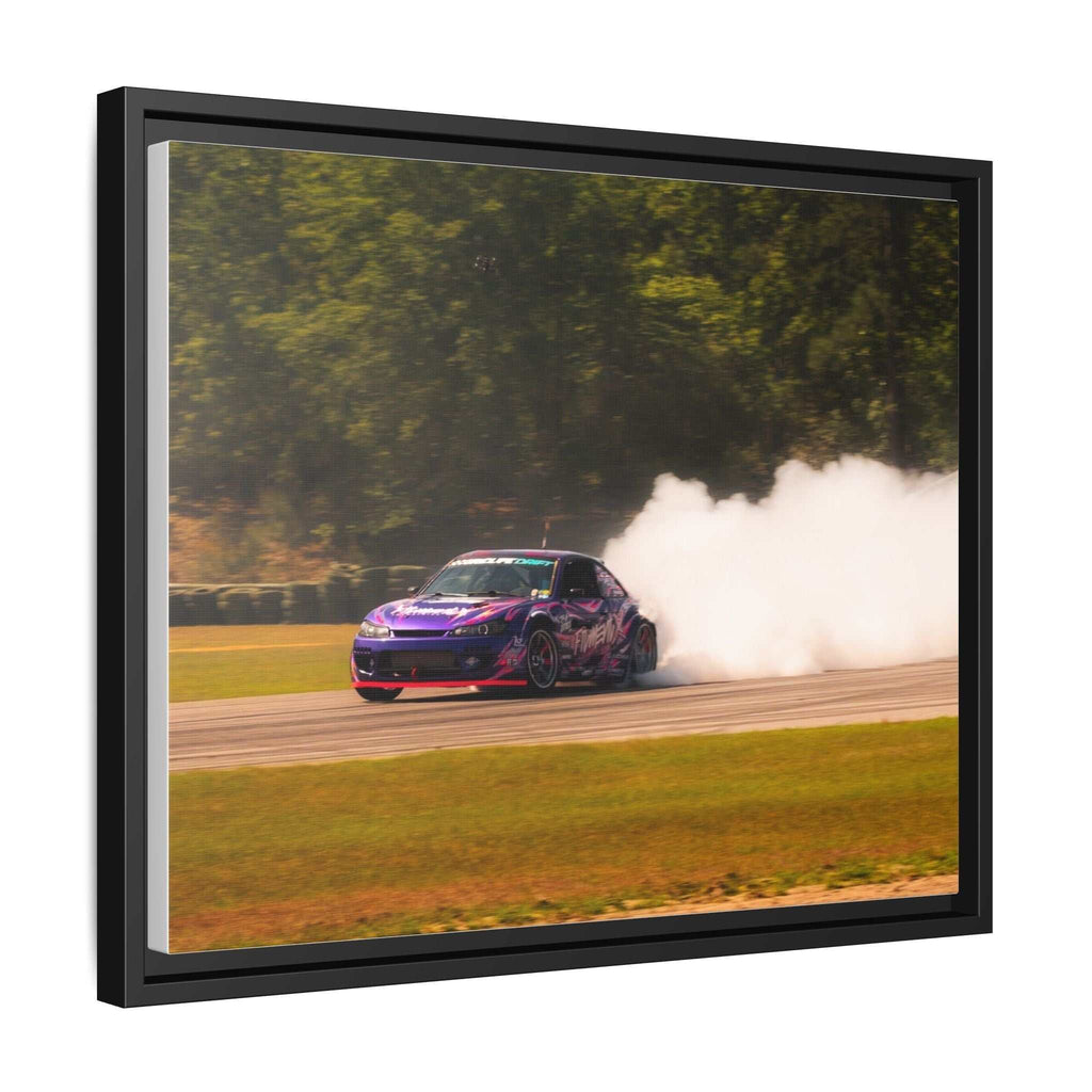 Purple Drift Car Framed Canvas Print