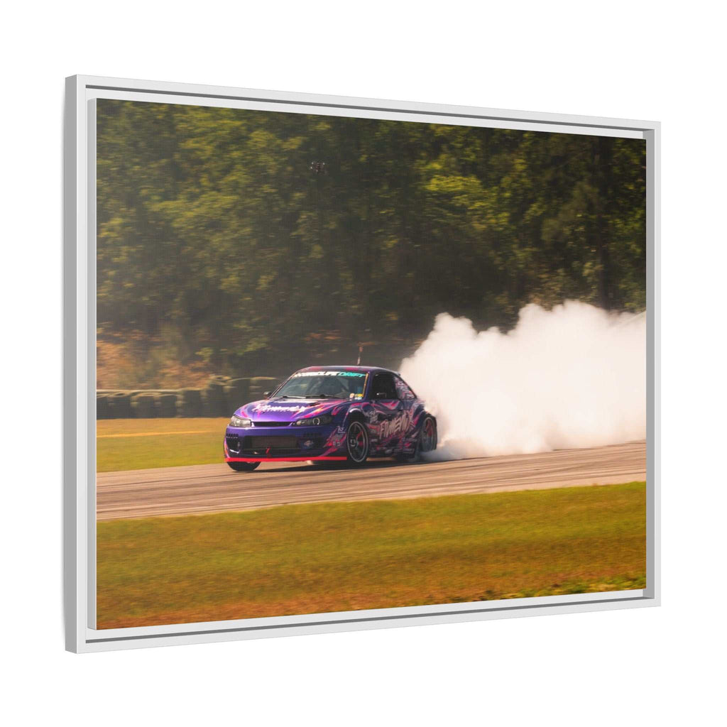 Purple Drift Car Framed Canvas Print