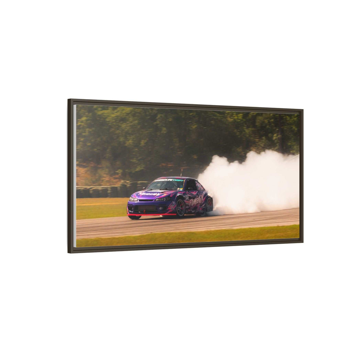 Purple Drift Car Framed Canvas Print