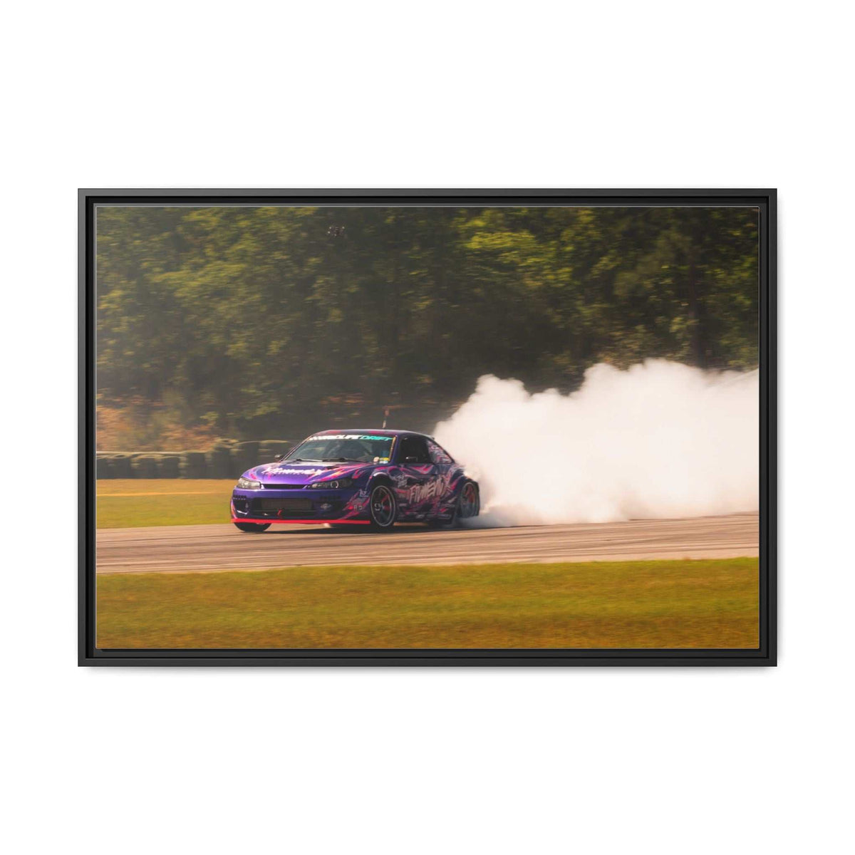 Purple Drift Car Framed Canvas Print