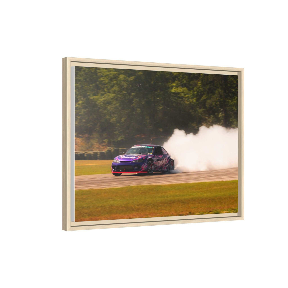 Purple Drift Car Framed Canvas Print