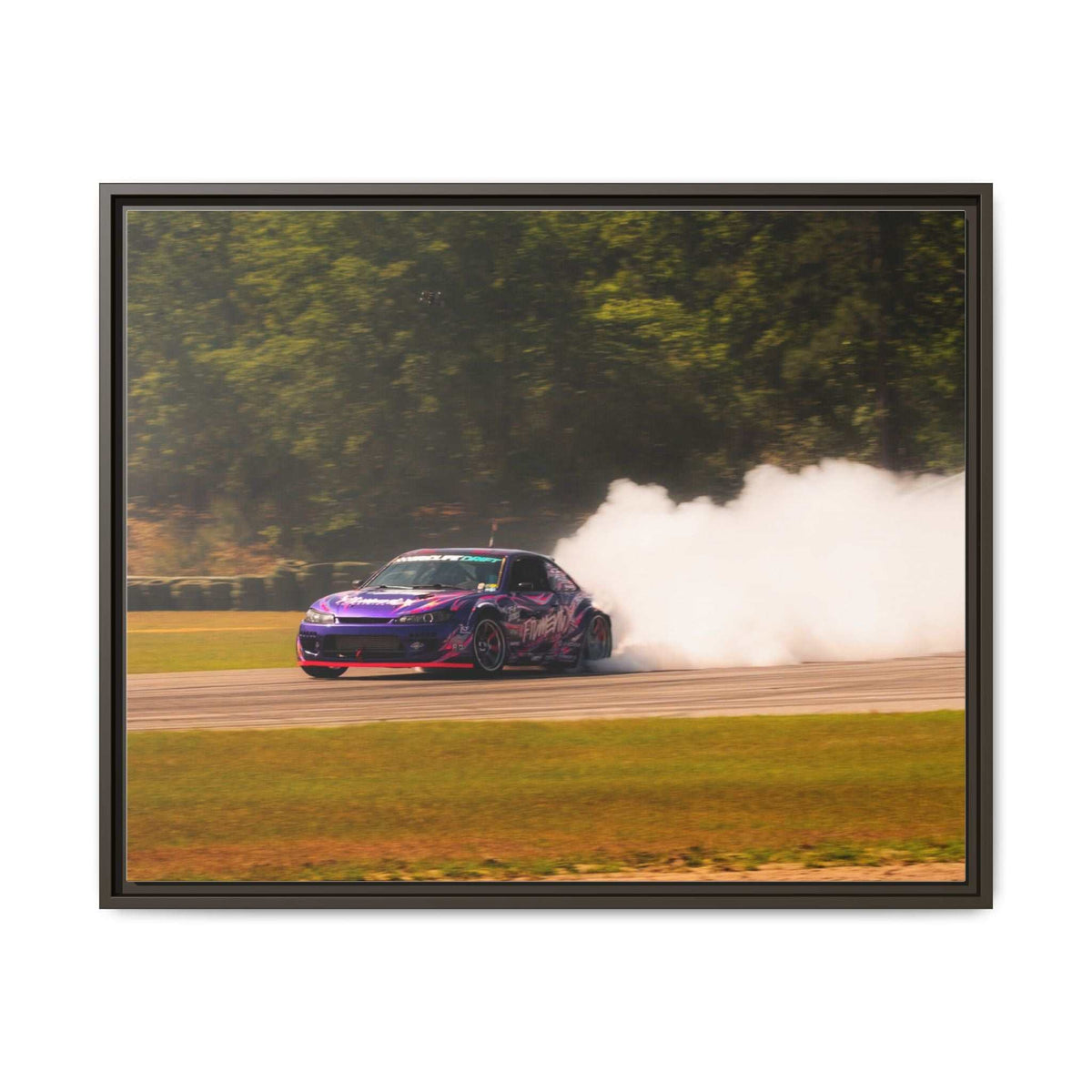 Purple Drift Car Framed Canvas Print