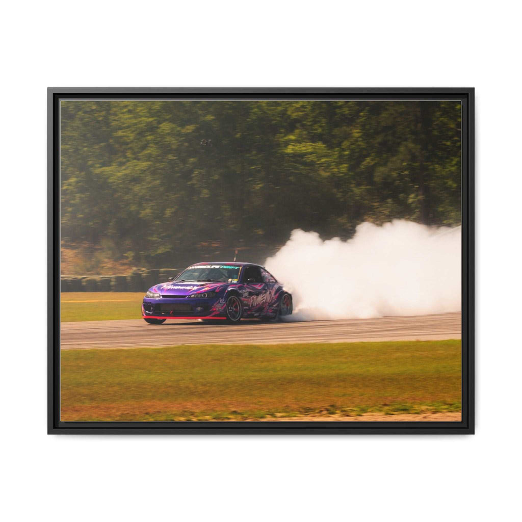 Purple Drift Car Framed Canvas Print