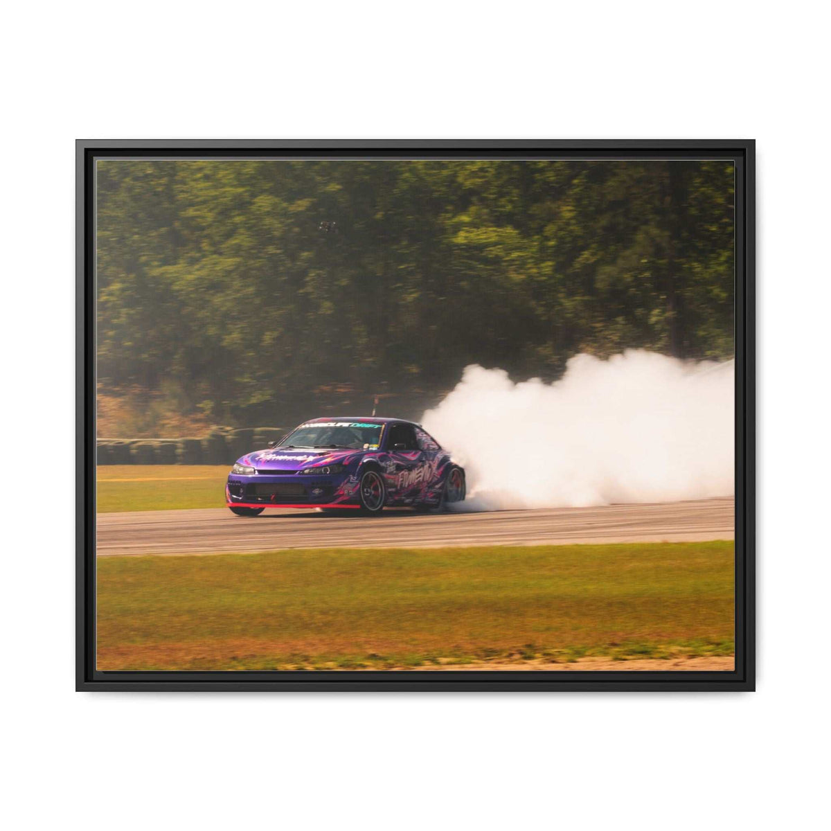 Purple Drift Car Framed Canvas Print