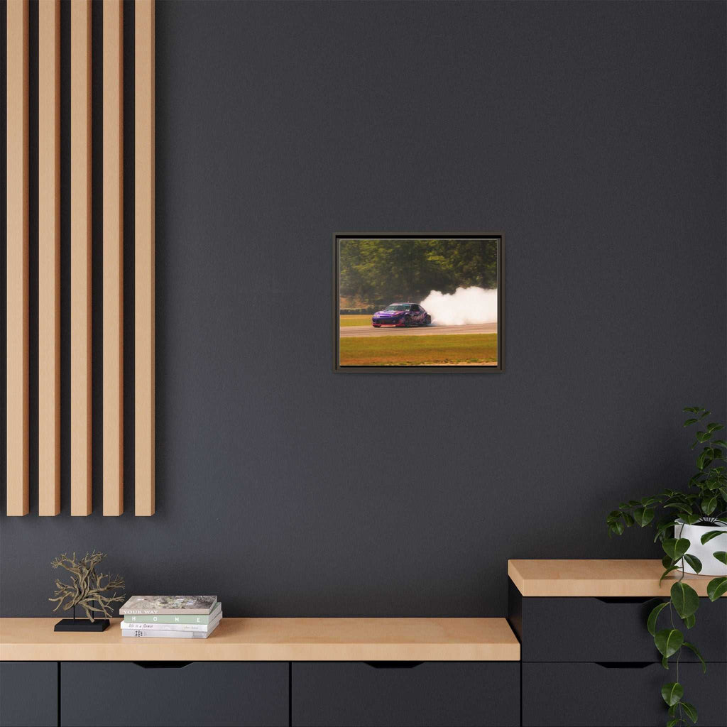 Purple Drift Car Framed Canvas Print