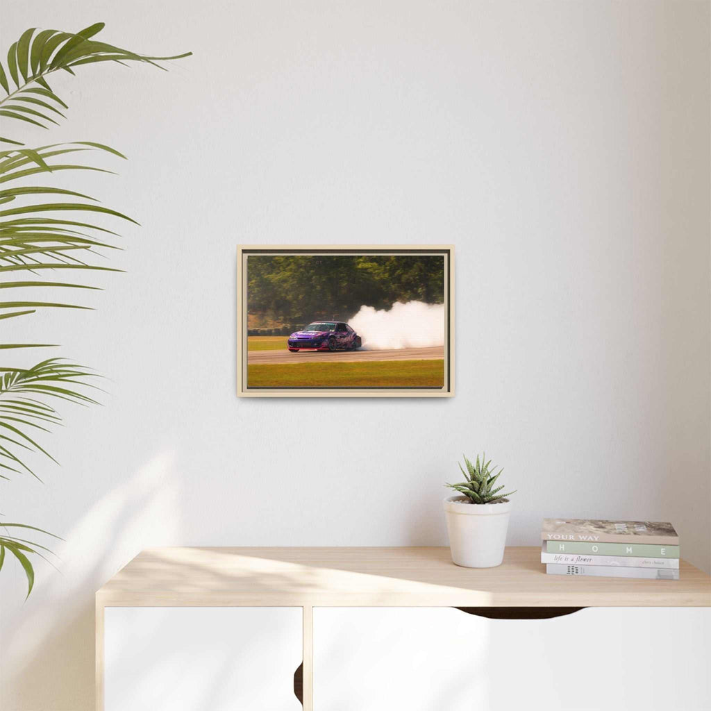 Purple Drift Car Framed Canvas Print