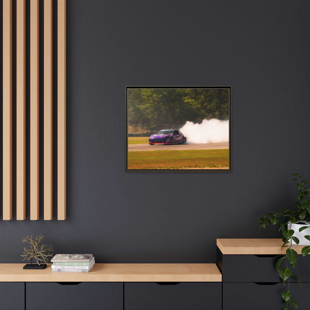 Purple Drift Car Framed Canvas Print