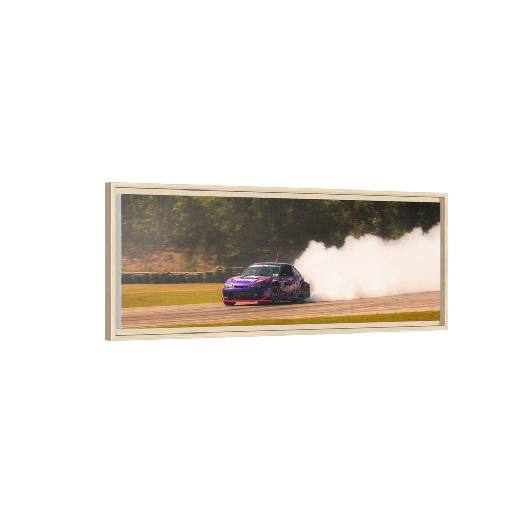 Purple Drift Car Framed Canvas Print