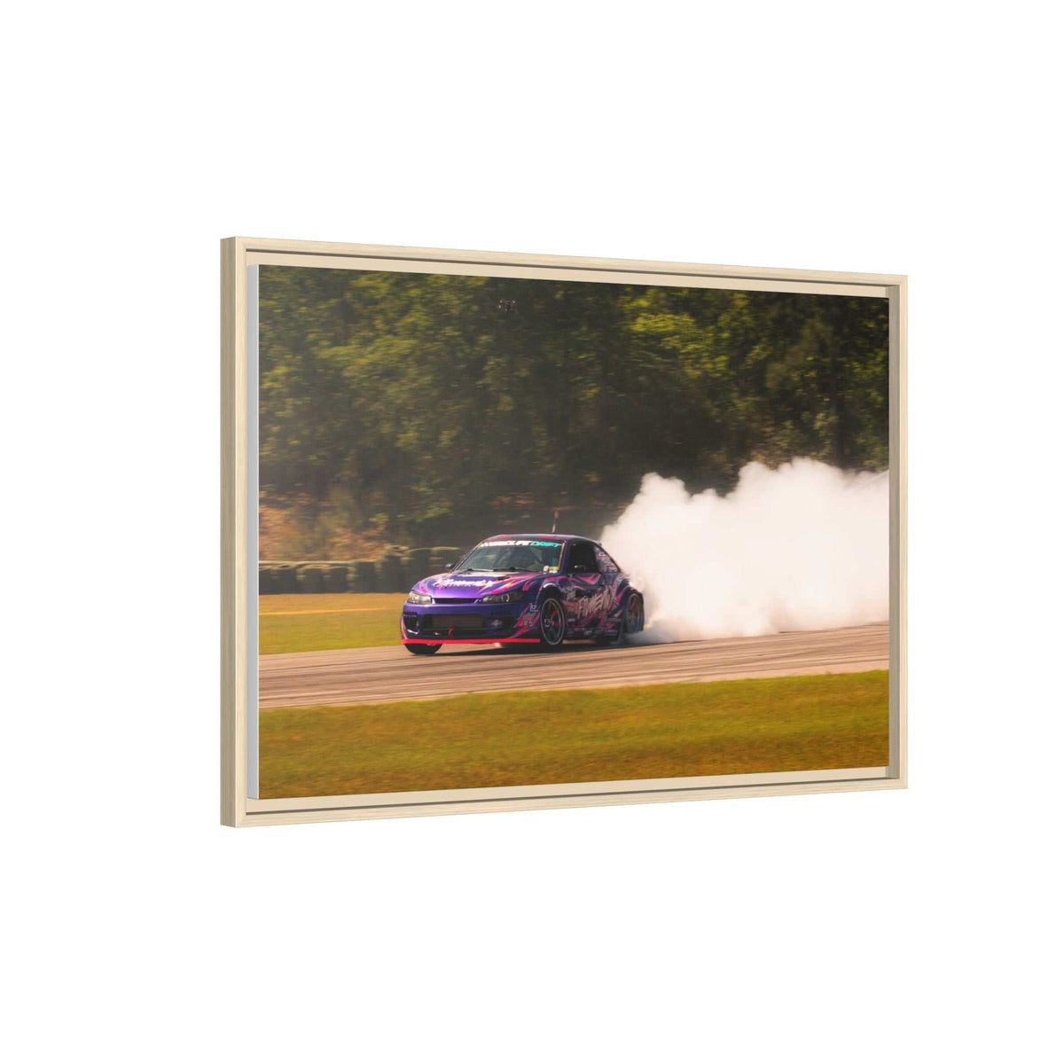 Purple Drift Car Framed Canvas Print