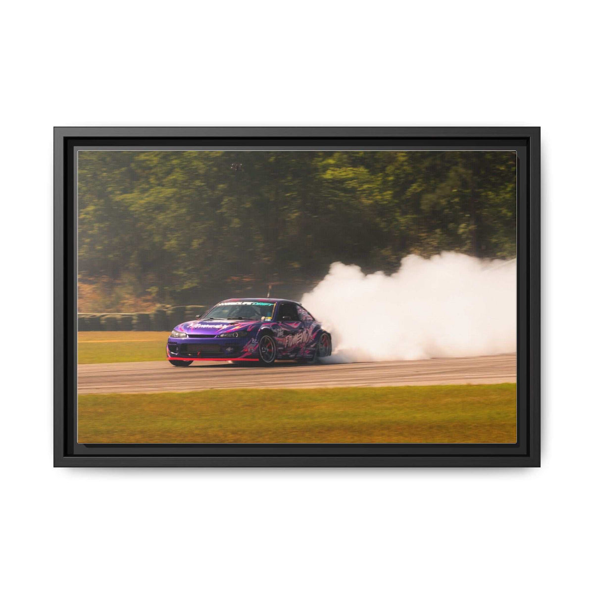 Purple Drift Car Framed Canvas Print