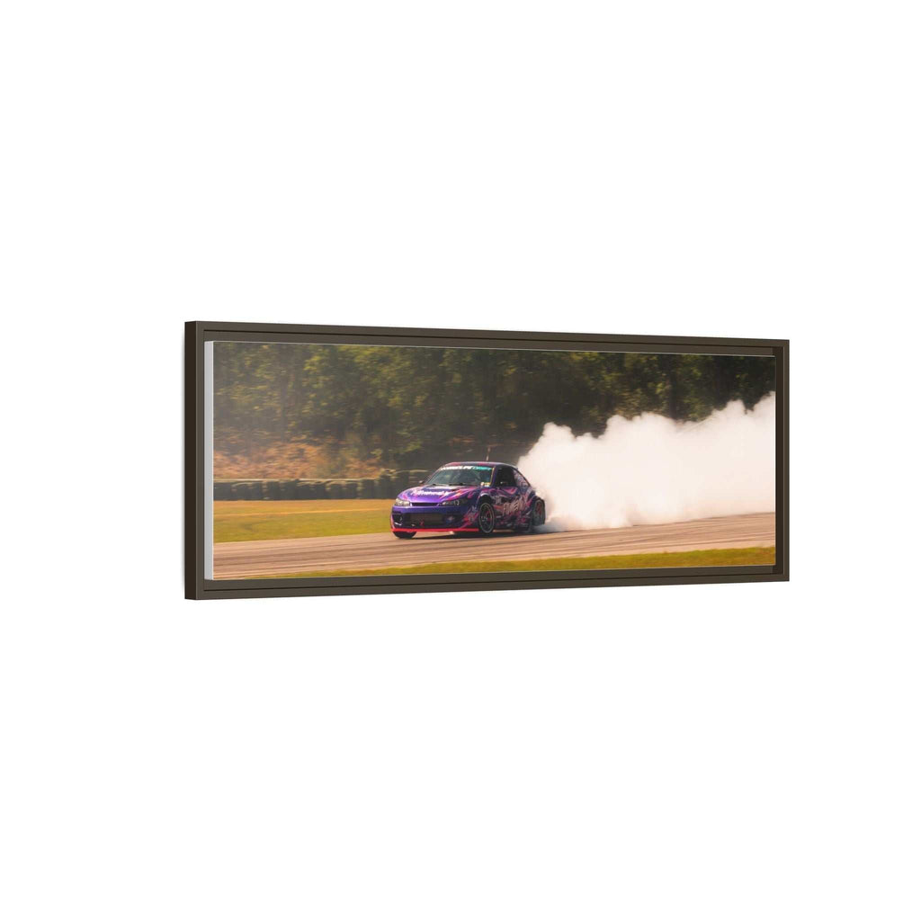 Purple Drift Car Framed Canvas Print