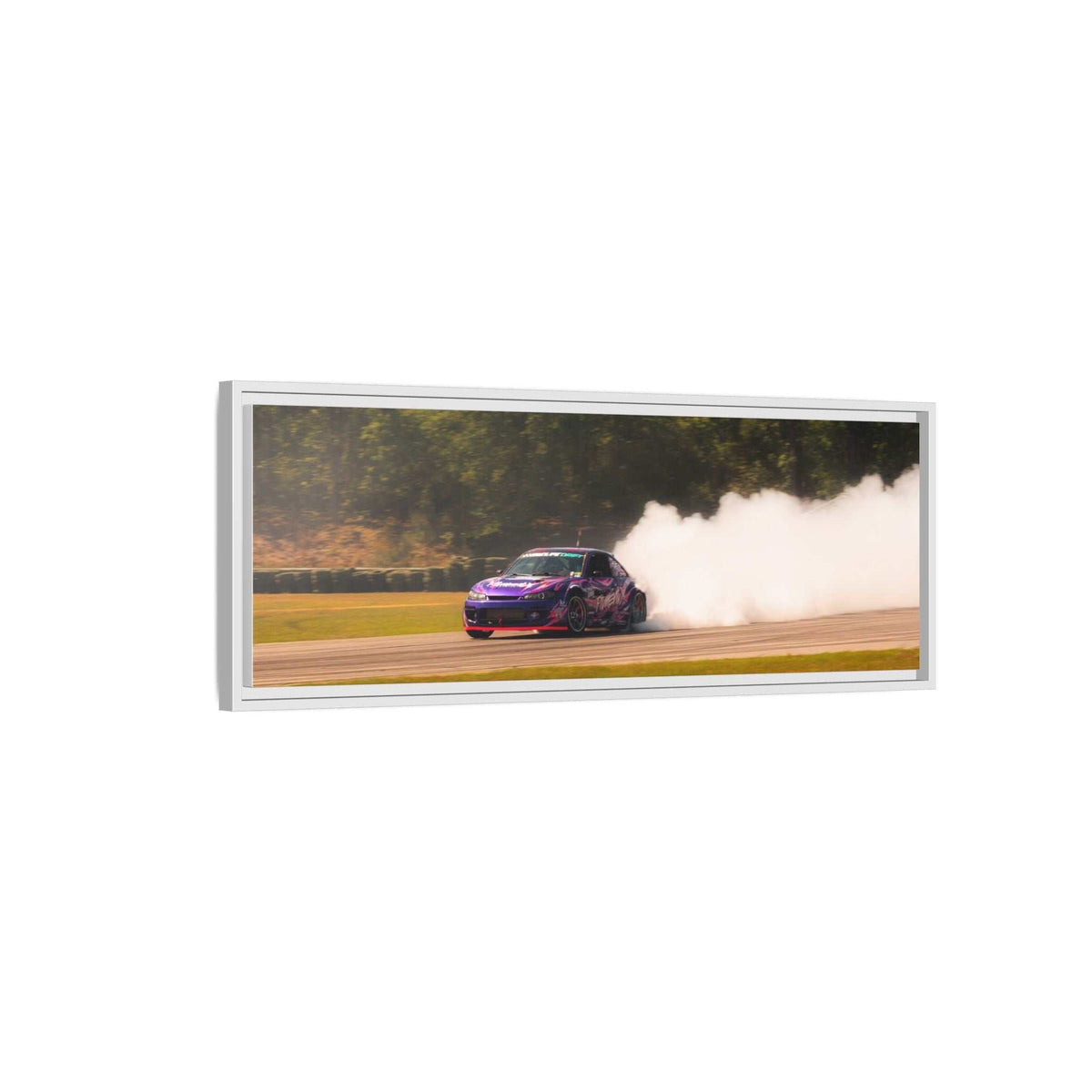 Purple Drift Car Framed Canvas Print