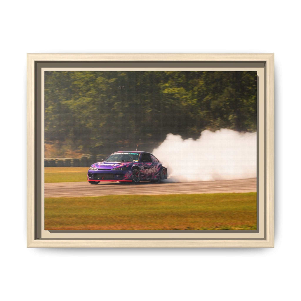 Purple Drift Car Framed Canvas Print