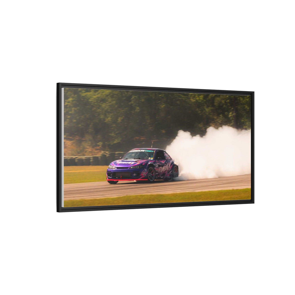 Purple Drift Car Framed Canvas Print