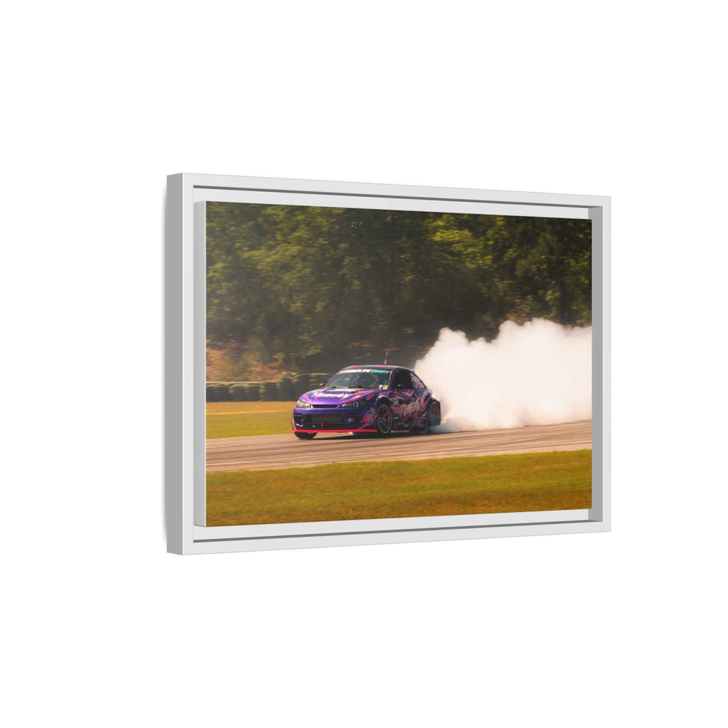 Purple Drift Car Framed Canvas Print