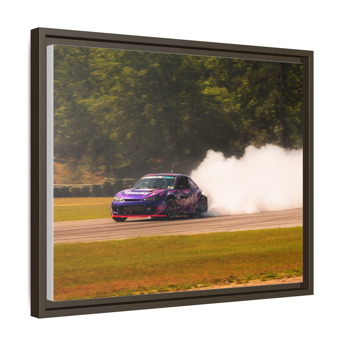 Purple Drift Car Framed Canvas Print