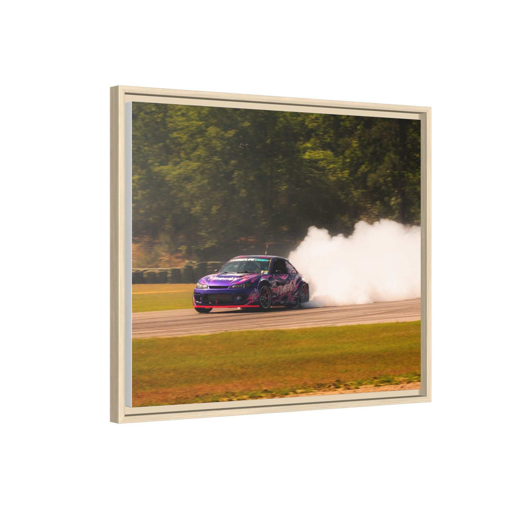 Purple Drift Car Framed Canvas Print