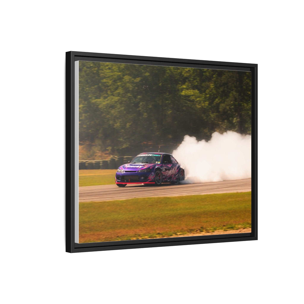 Purple Drift Car Framed Canvas Print