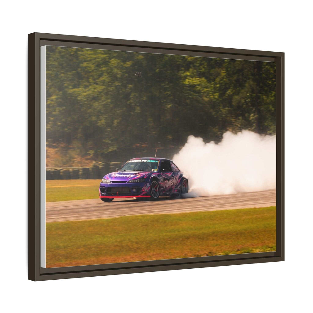 Purple Drift Car Framed Canvas Print