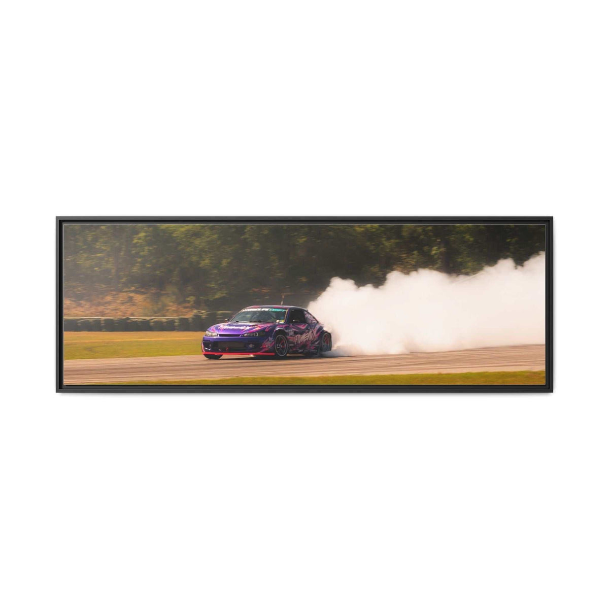 Purple Drift Car Framed Canvas Print