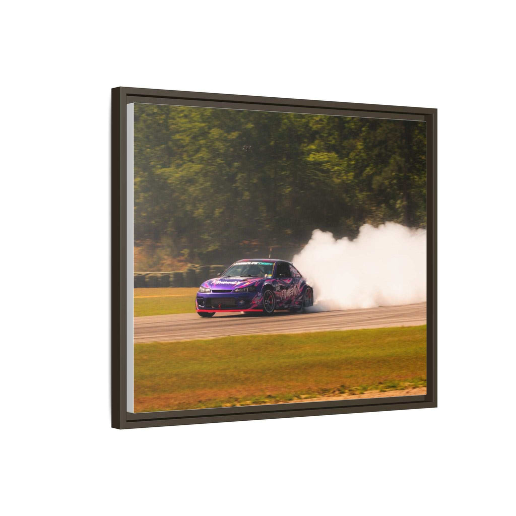 Purple Drift Car Framed Canvas Print