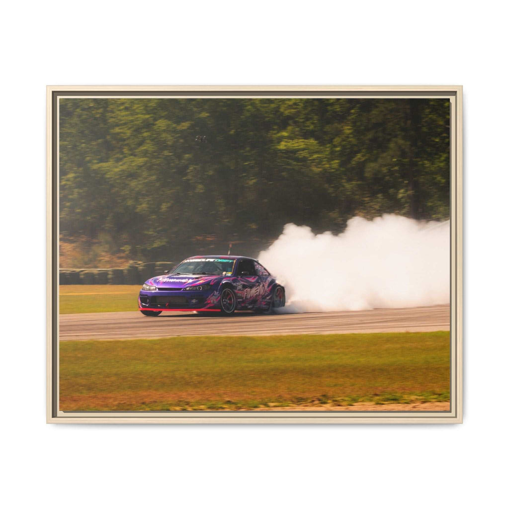 Purple Drift Car Framed Canvas Print