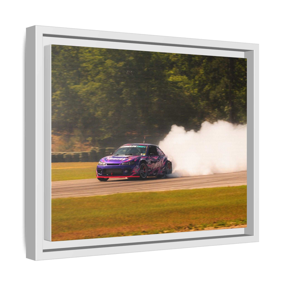 Purple Drift Car Framed Canvas Print