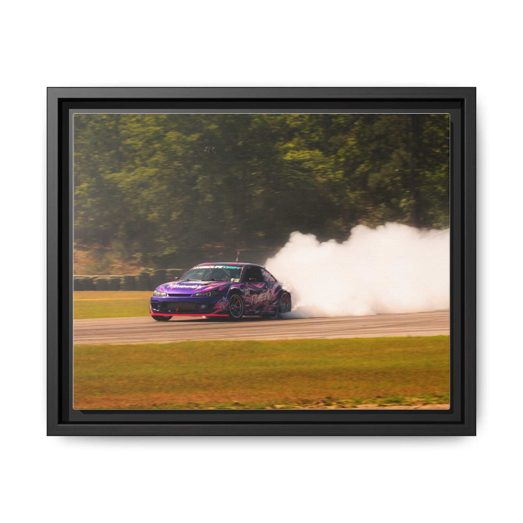 Purple Drift Car Framed Canvas Print