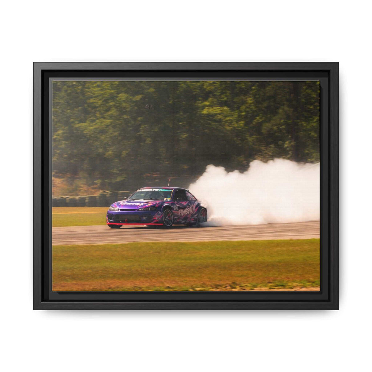 Purple Drift Car Framed Canvas Print