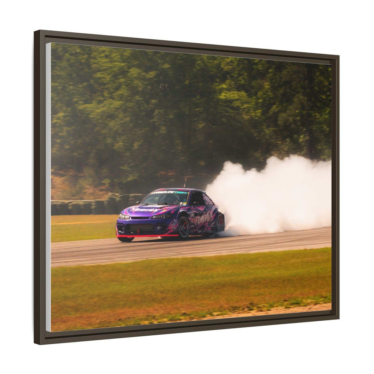 Purple Drift Car Framed Canvas Print