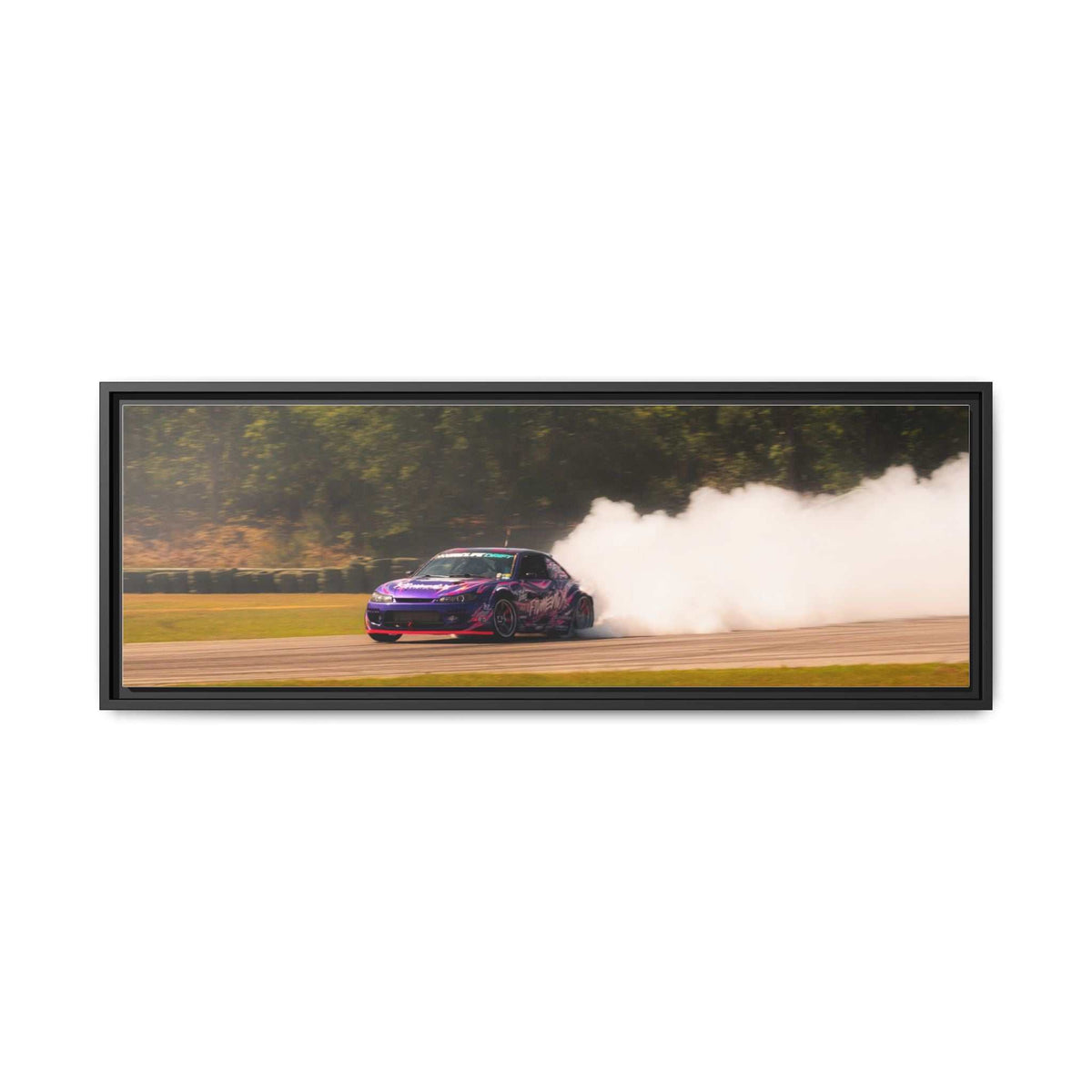 Purple Drift Car Framed Canvas Print