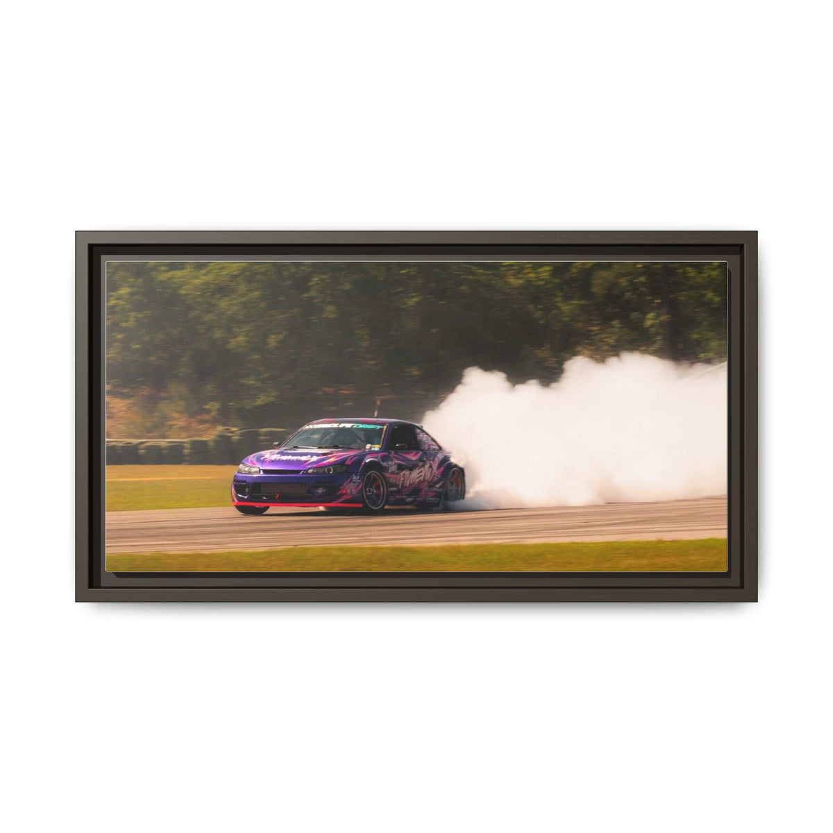 Purple Drift Car Framed Canvas Print
