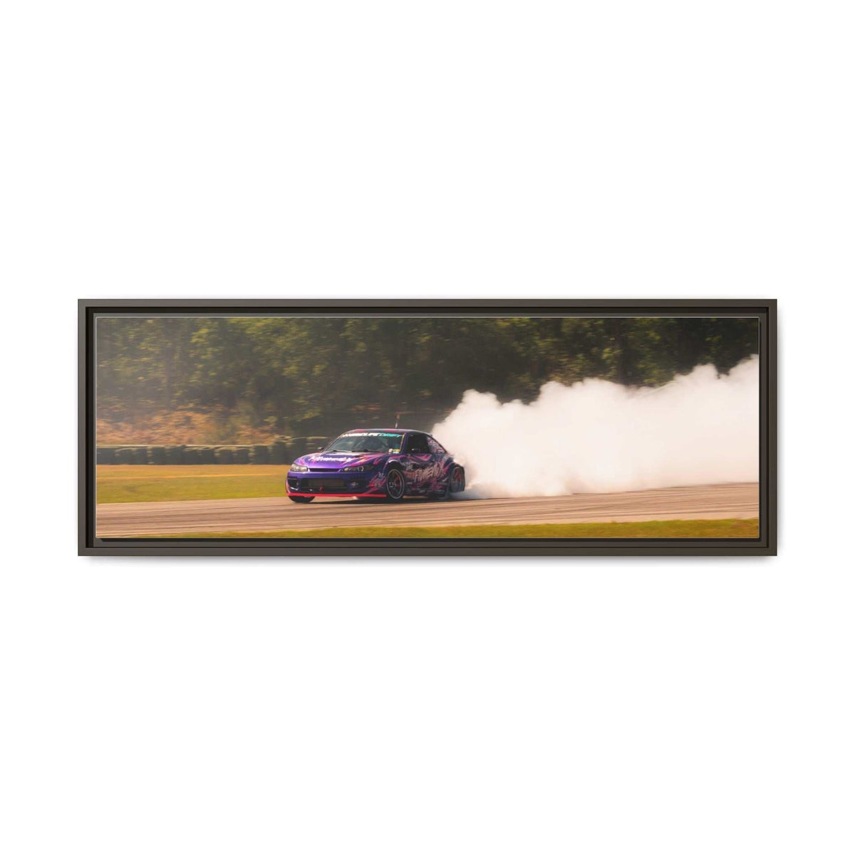 Purple Drift Car Framed Canvas Print