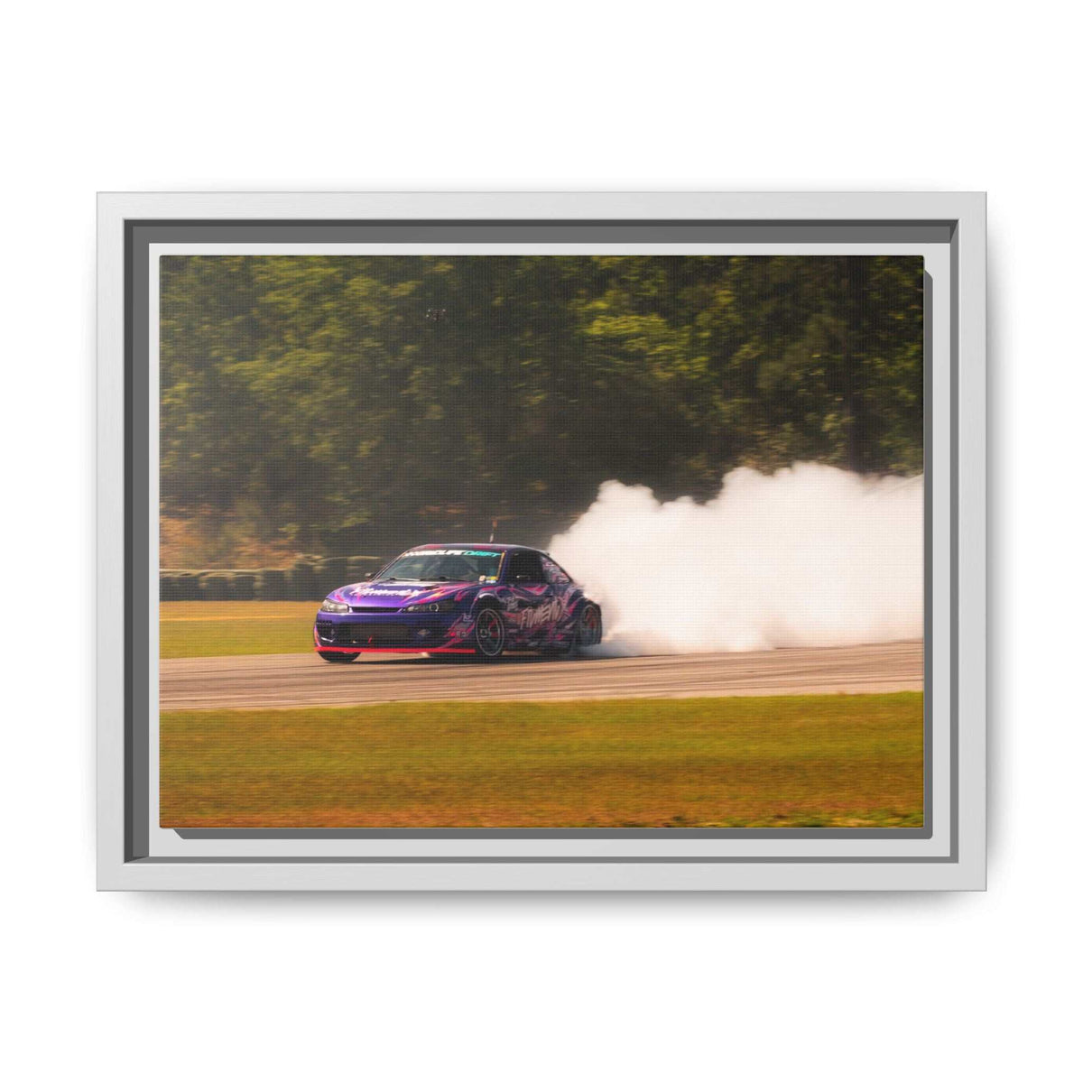 Purple Drift Car Framed Canvas Print