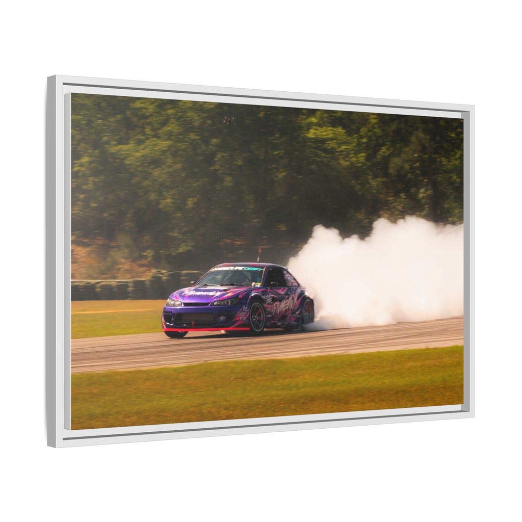 Purple Drift Car Framed Canvas Print