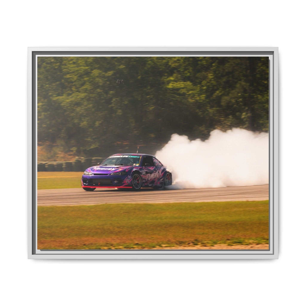 Purple Drift Car Framed Canvas Print