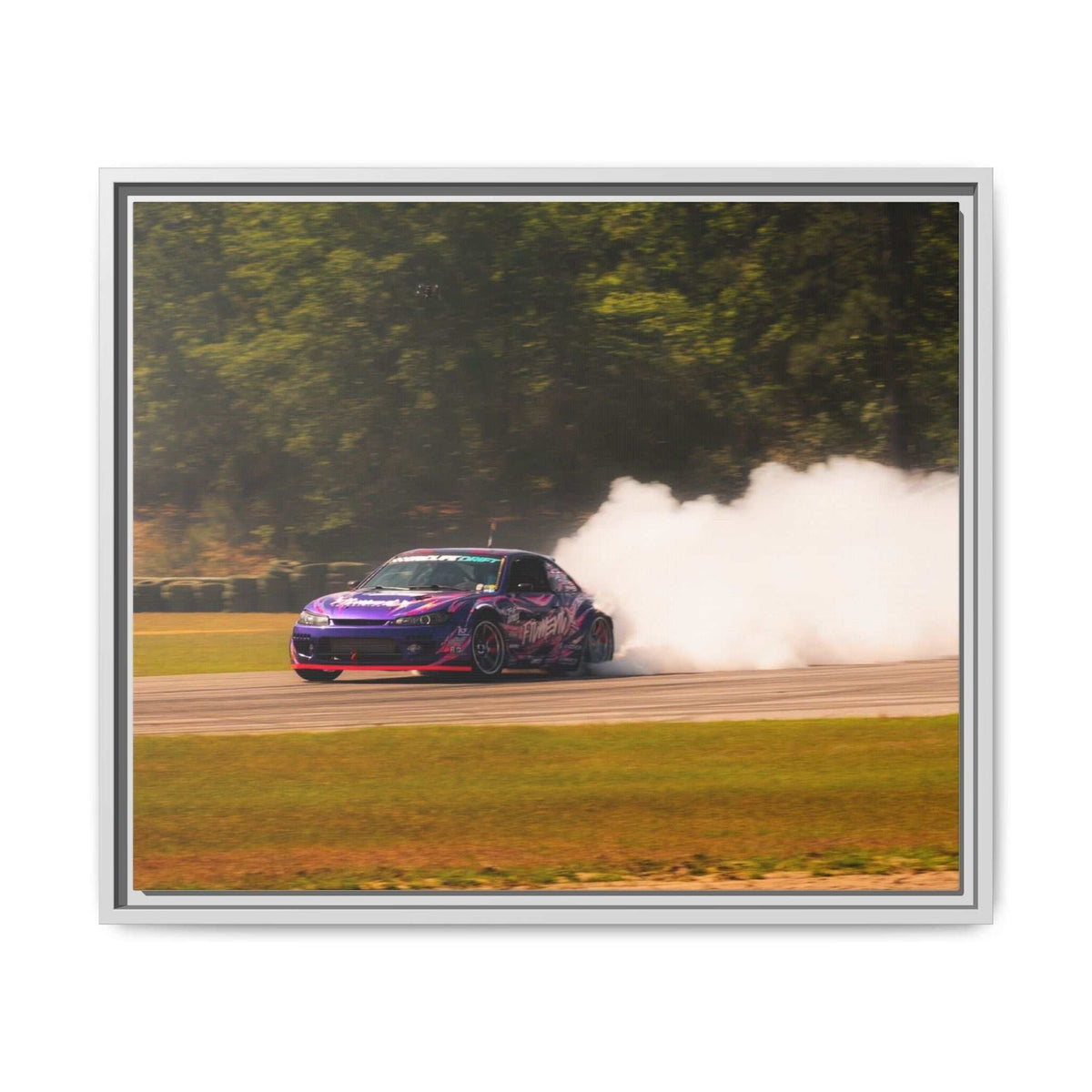 Purple Drift Car Framed Canvas Print