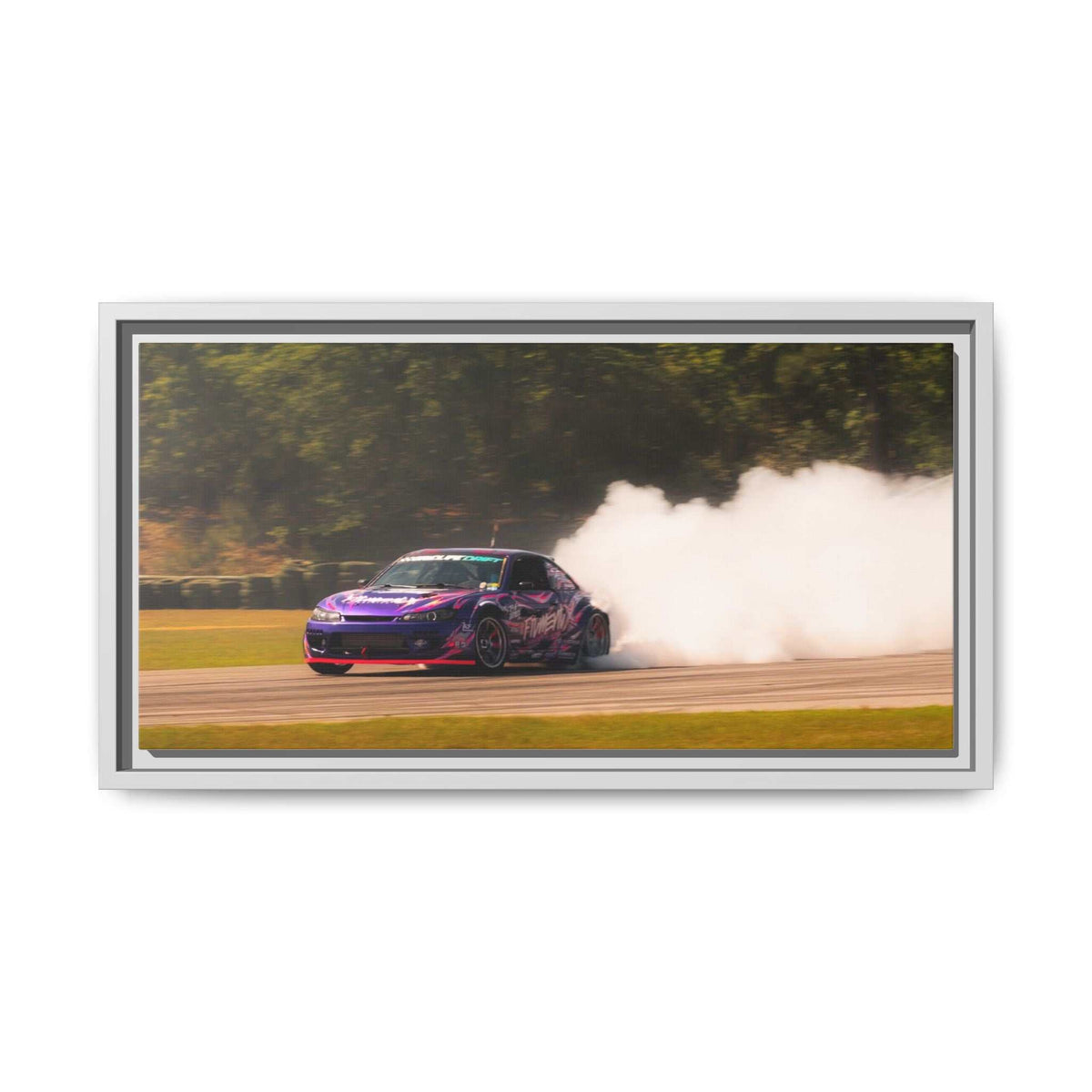 Purple Drift Car Framed Canvas Print