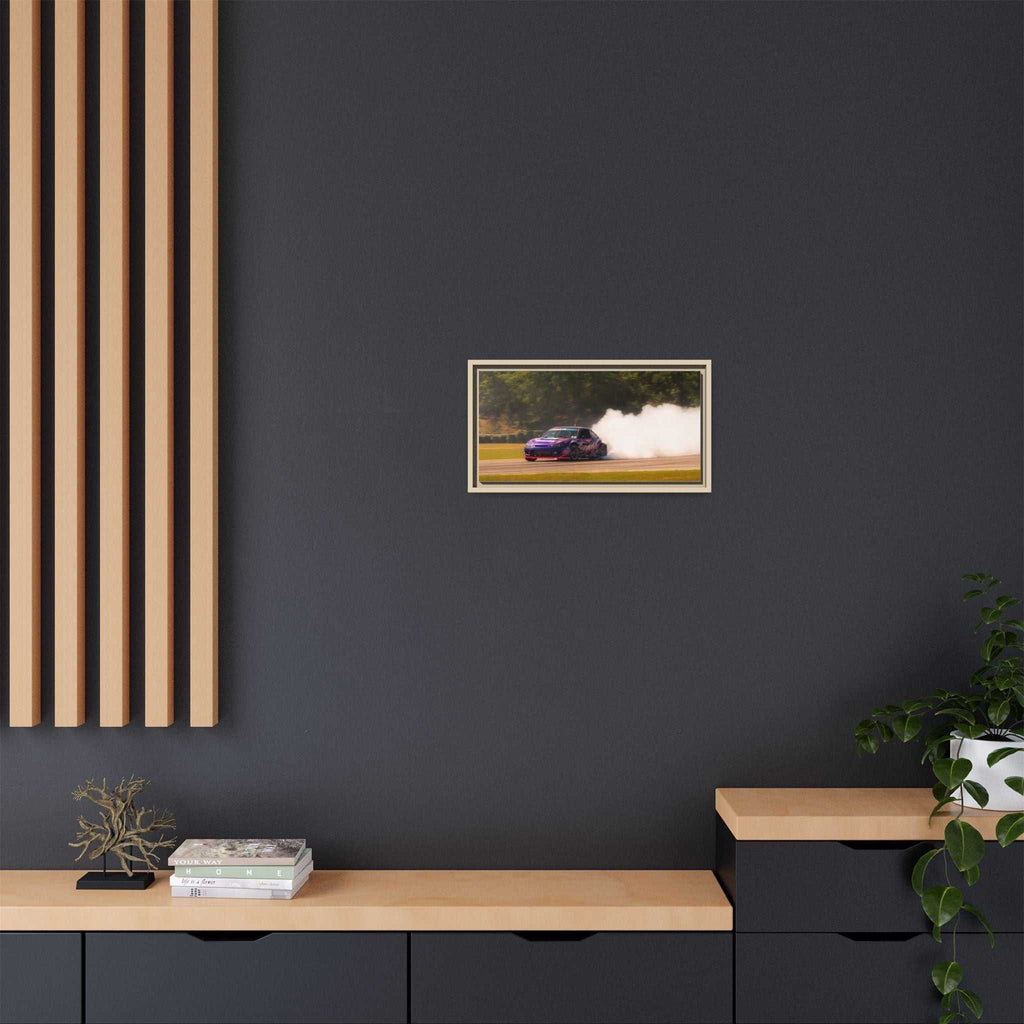 Purple Drift Car Framed Canvas Print